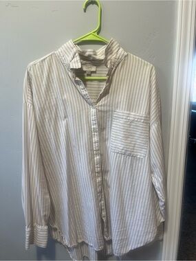 Loft Yellow Stripped Shirt Women Sz XL